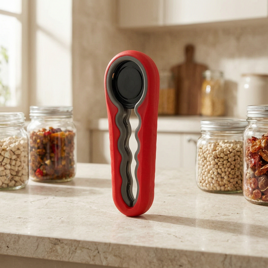 Abridor de frascos multifunción en una cocina luminosa