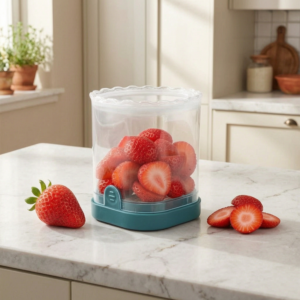 Cortador de fresas de acero inoxidable con fresas frescas