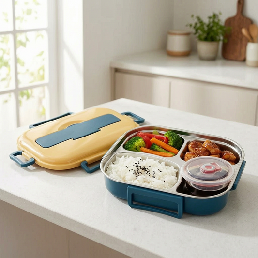 Caja bento aislada con almuerzo en una cocina luminosa