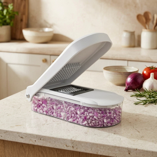 Cortador manual de verduras en una cocina luminosa