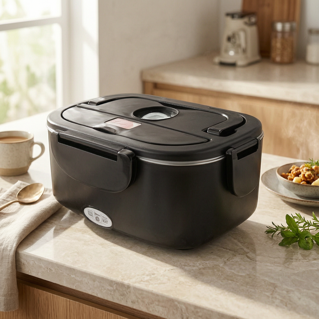 Fiambrera eléctrica portátil con comida caliente