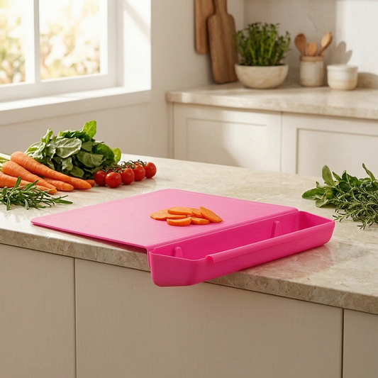 Tabla de cortar 2 en 1 con caja en una cocina luminosa