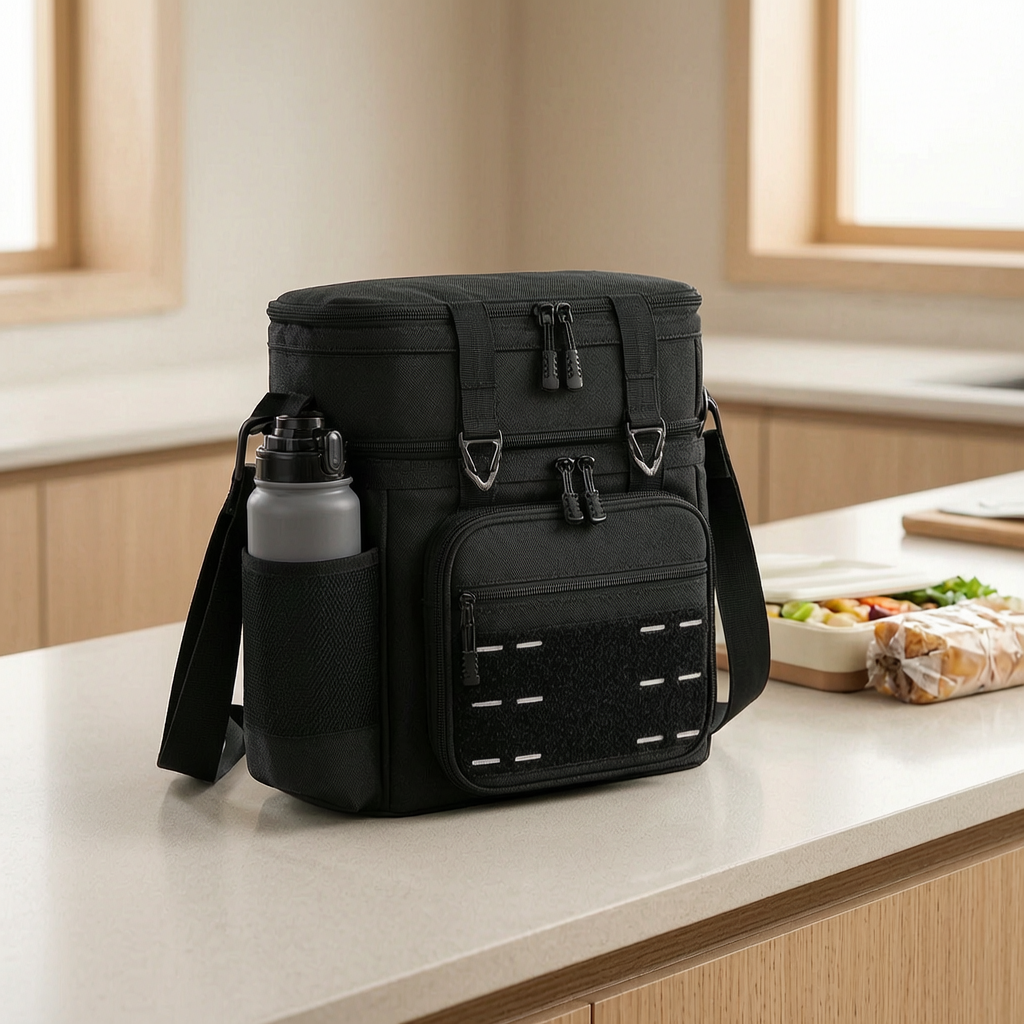 Bolsa térmica para almuerzo en una cocina luminosa