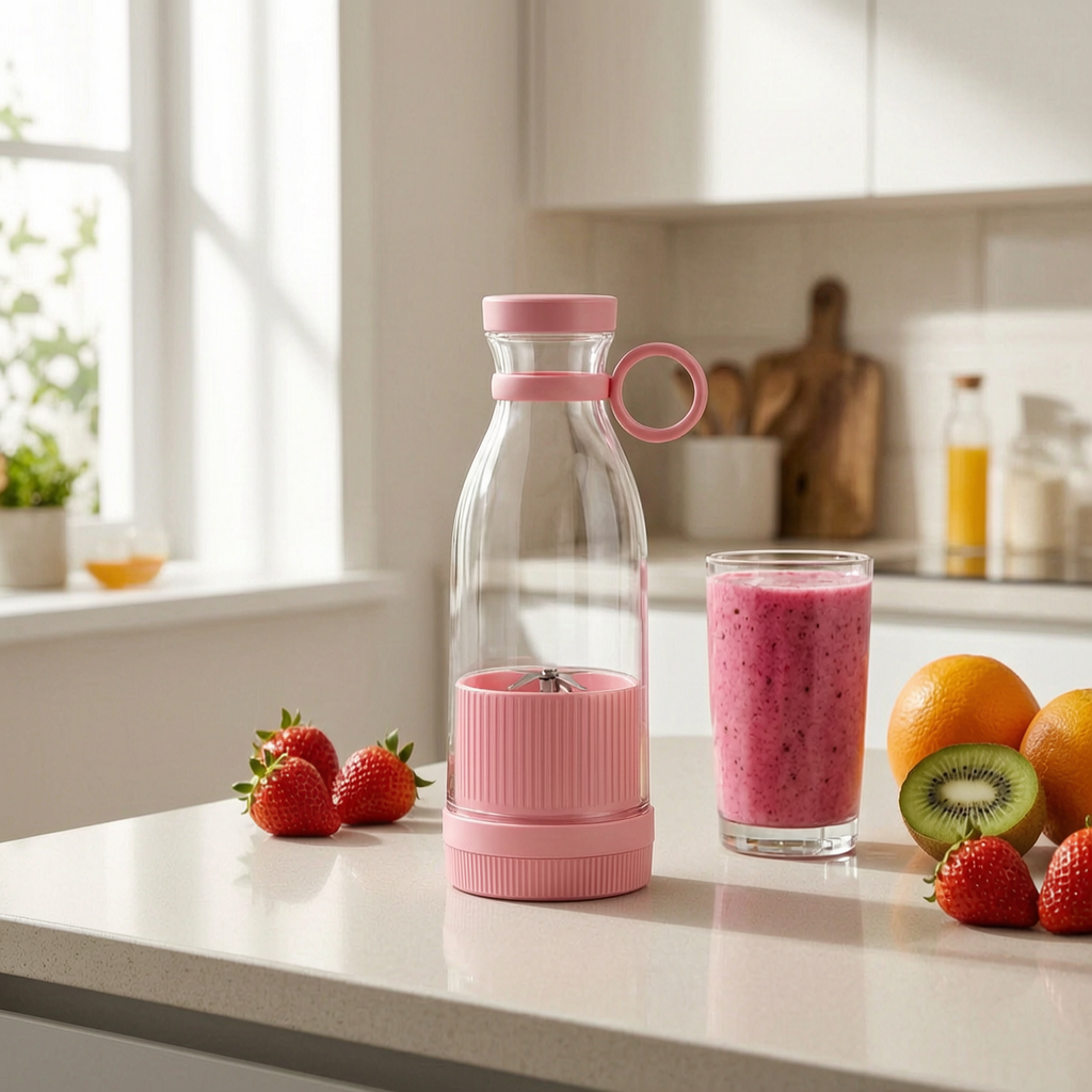 Batidora personal portátil con fruta y batido