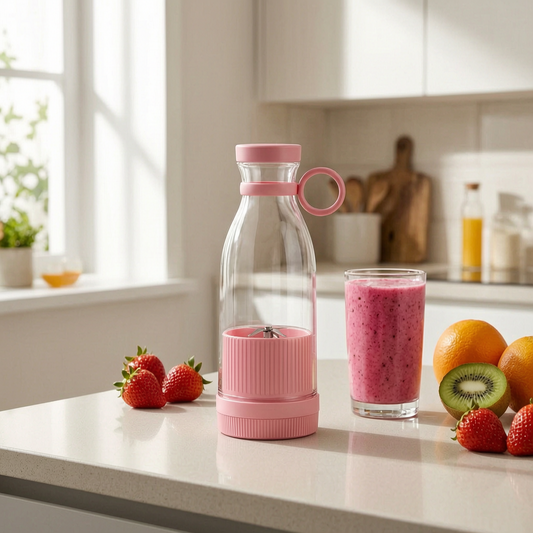 Batidora personal portátil con fruta y batido