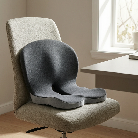 Cojín lumbar viscoelástico en una silla de escritorio