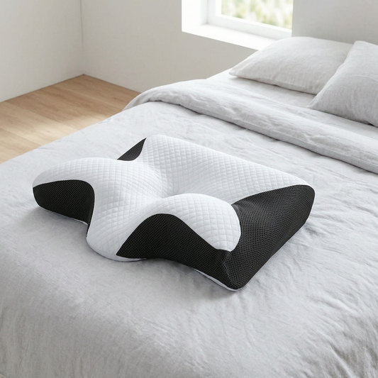 Almohada cervical viscoelástica en un dormitorio nórdico