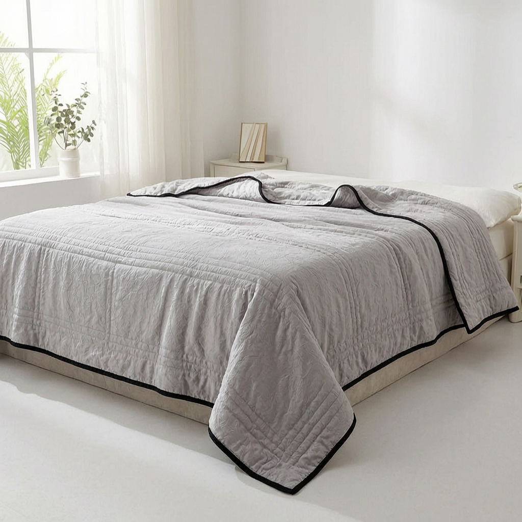 Manta refrescante de verano sobre una cama