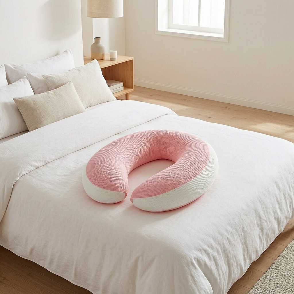 Almohada ajustable de cuerpo sobre una cama