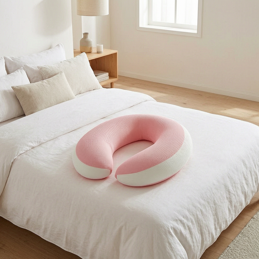 Almohada ajustable de cuerpo sobre una cama