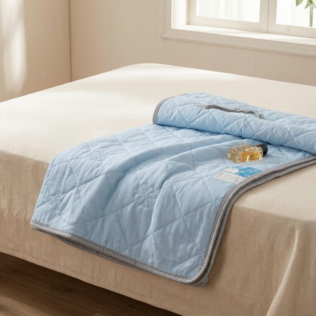 Manta refrescante de verano sobre una cama