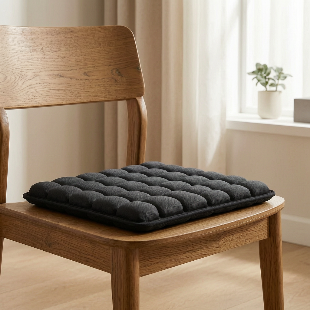 Cojín de aire inflable en una silla de madera