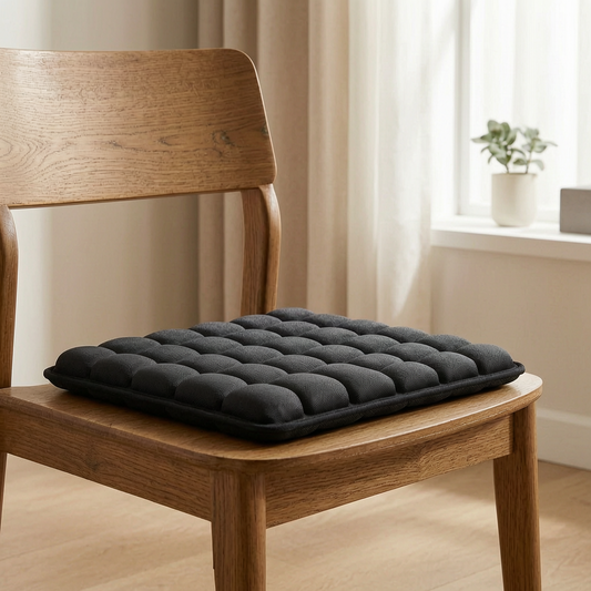 Cojín de aire inflable en una silla de madera