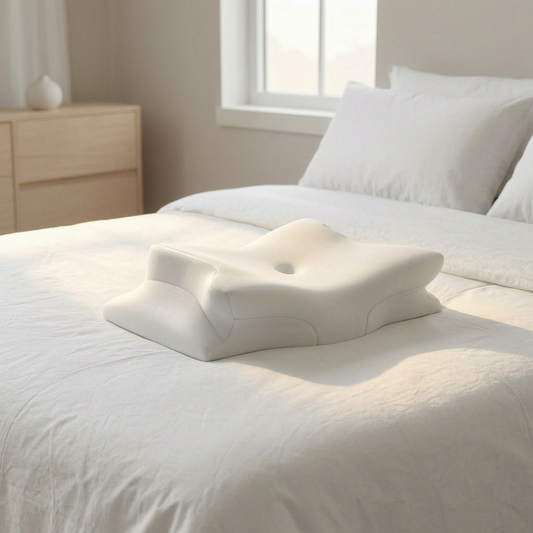 Almohada ergonómica viscoelástica en un dormitorio