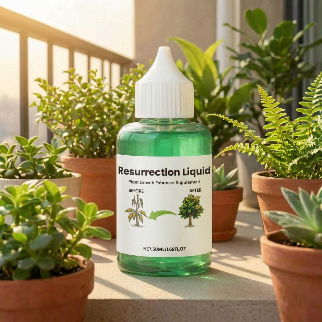 Fertilizante orgánico entre plantas en un balcón