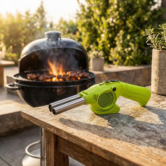 Encendedor recargable junto a una barbacoa