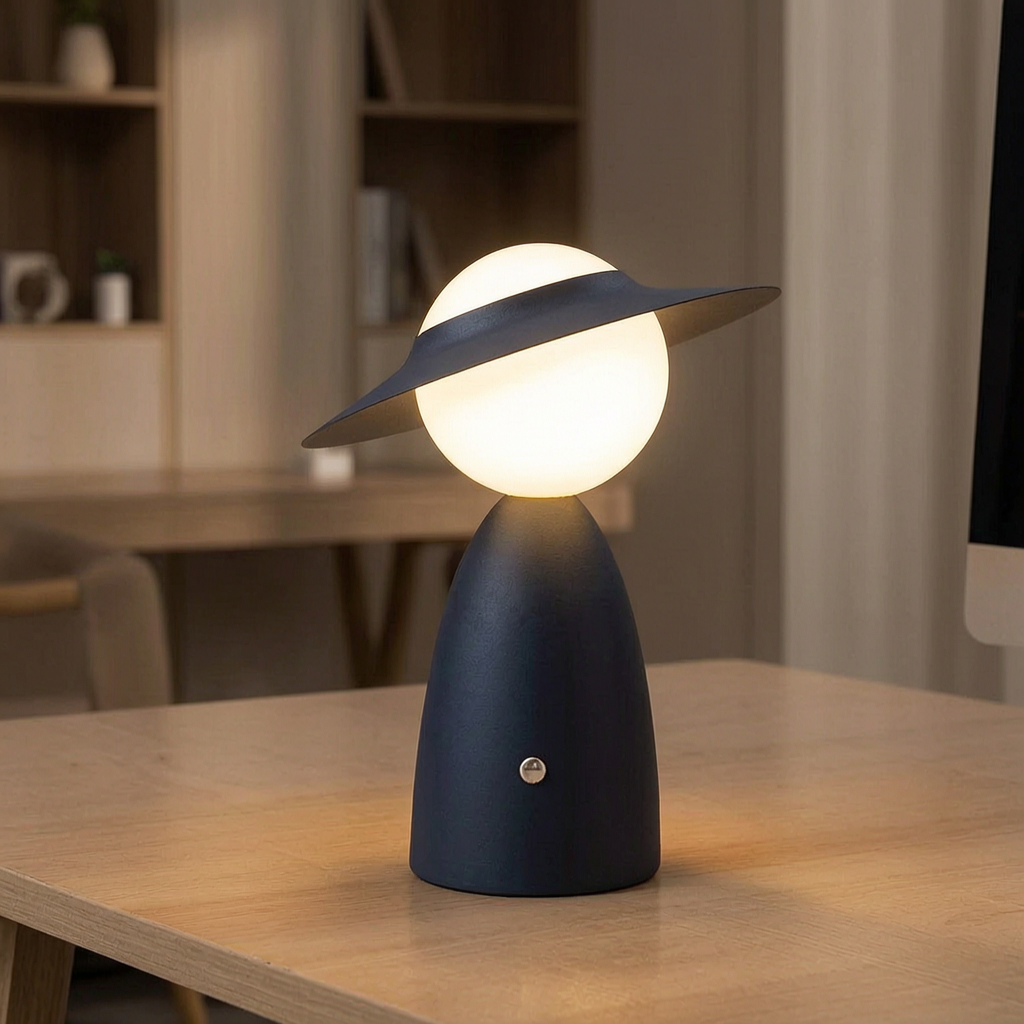 Lámpara TouchBright encendida sobre un escritorio