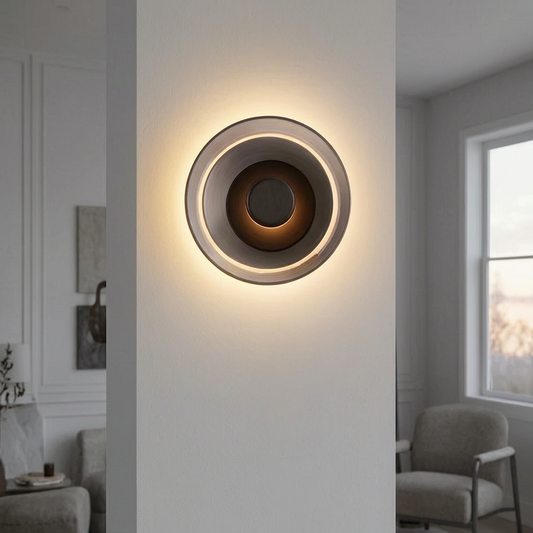 Aplique Nordic Glass encendido en un salón nórdico