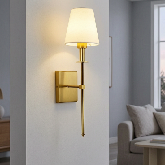 Aplique Nordic Elegance encendido en un salón nórdico