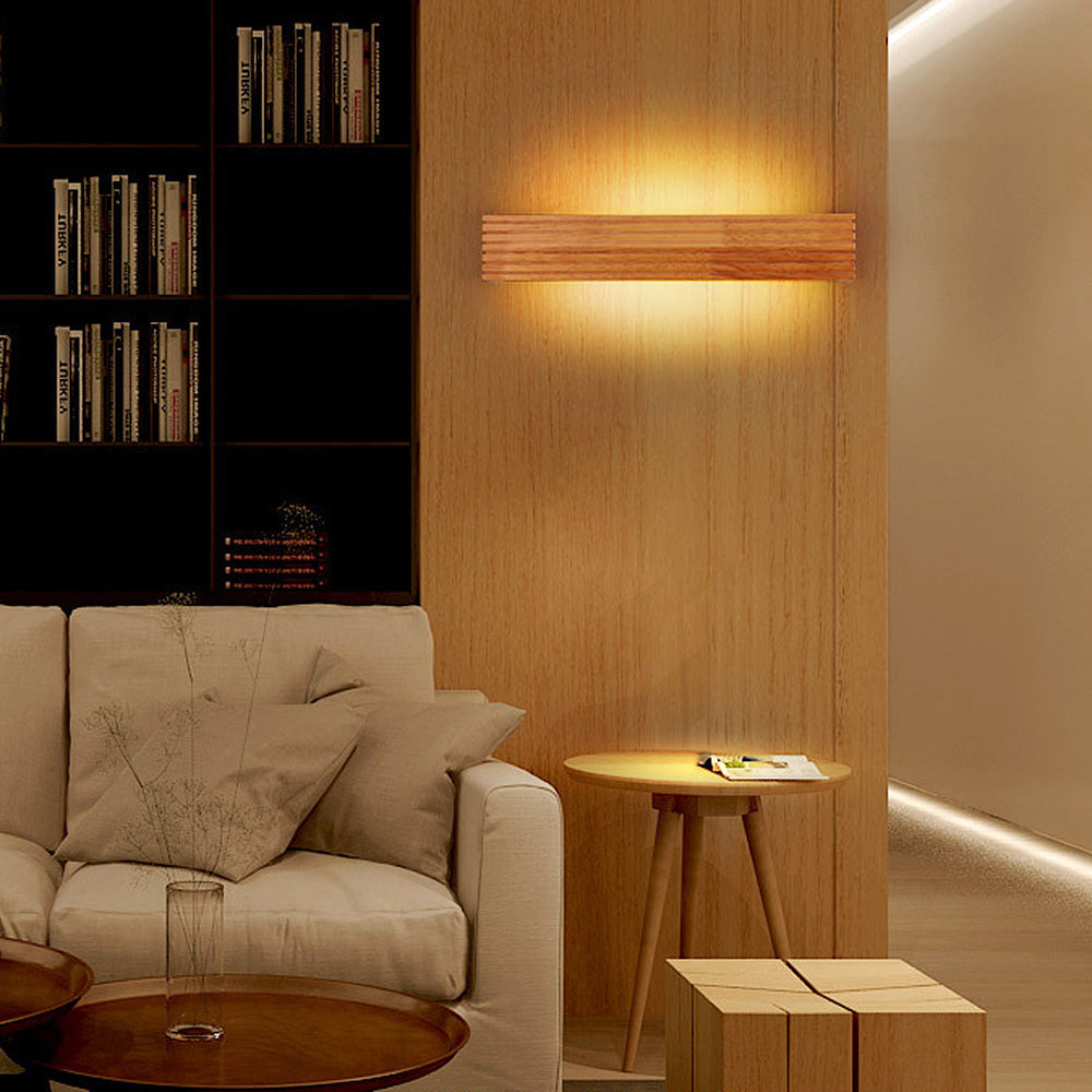 Aplique de Pared LED de Madera Minimalista para Dormitorio