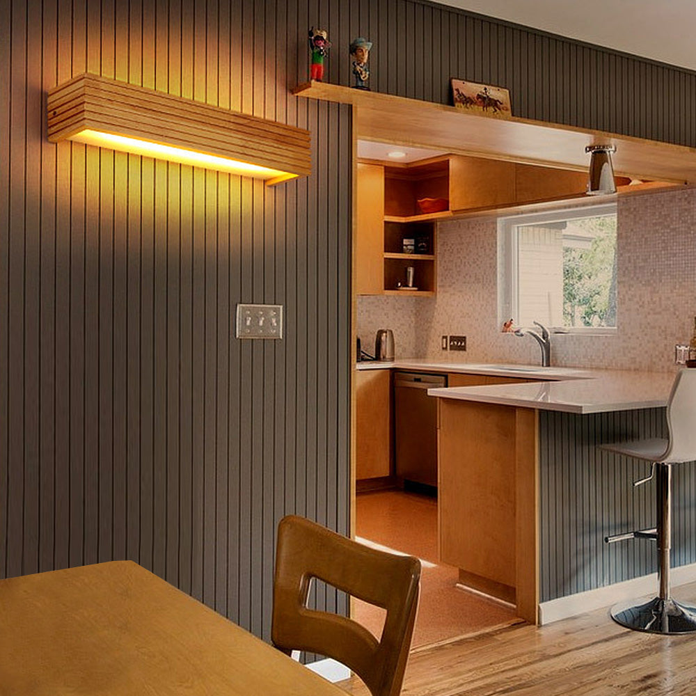 Aplique de Pared LED de Madera Minimalista para Dormitorio