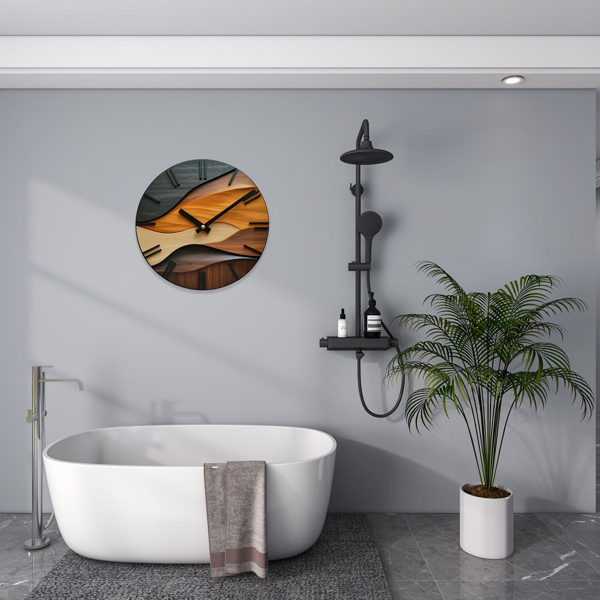 Reloj de Pared Redondo Nórdico Efecto Madera Ondulada 30 cm