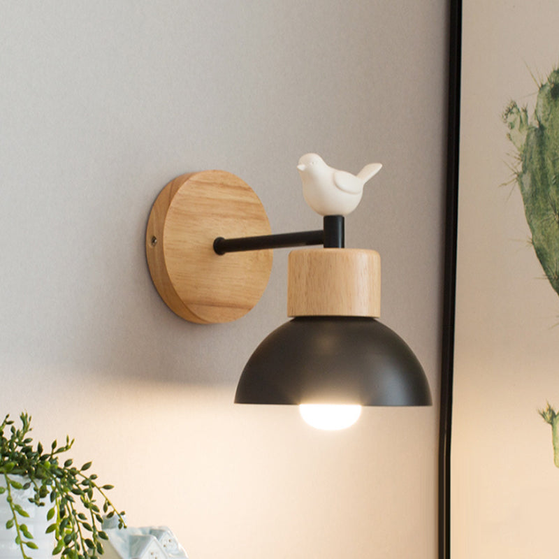 Aplique de Pared LED de Madera Nórdica con Pájaro Cabecero