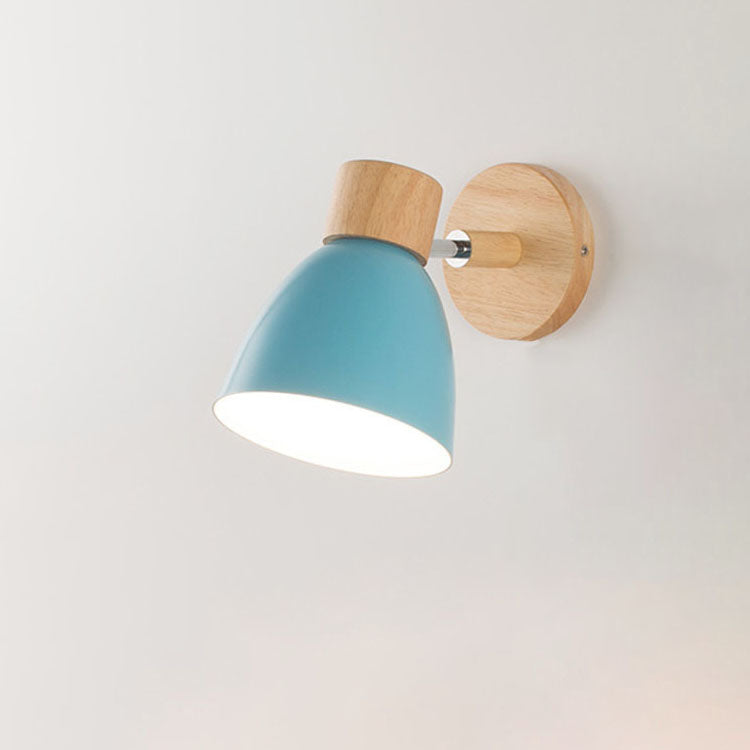 Aplique de Pared Macaron de Madera y Hierro con Cordón