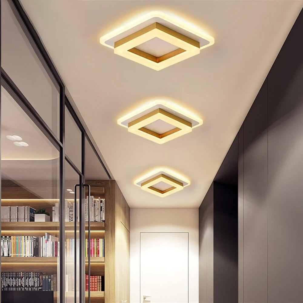 Plafón LED Cuadrado Moderno Empotrado de Acrílico y Hierro