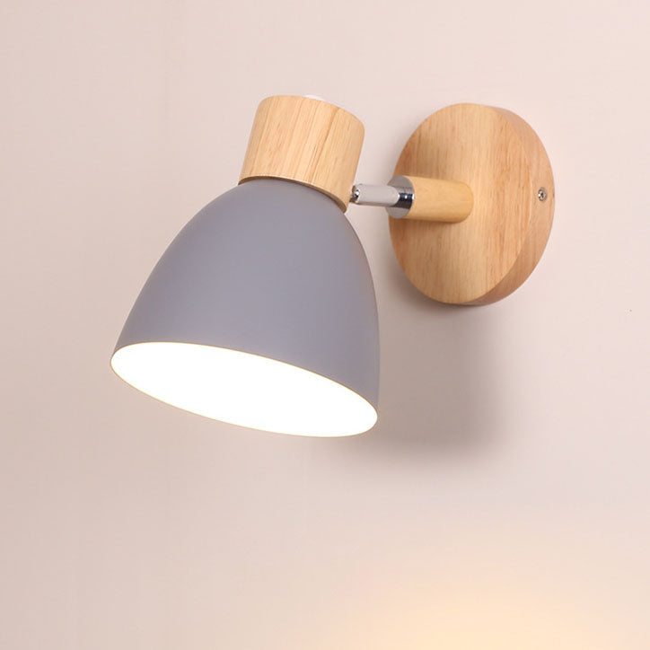 Aplique de Pared Macaron de Madera y Hierro con Cordón