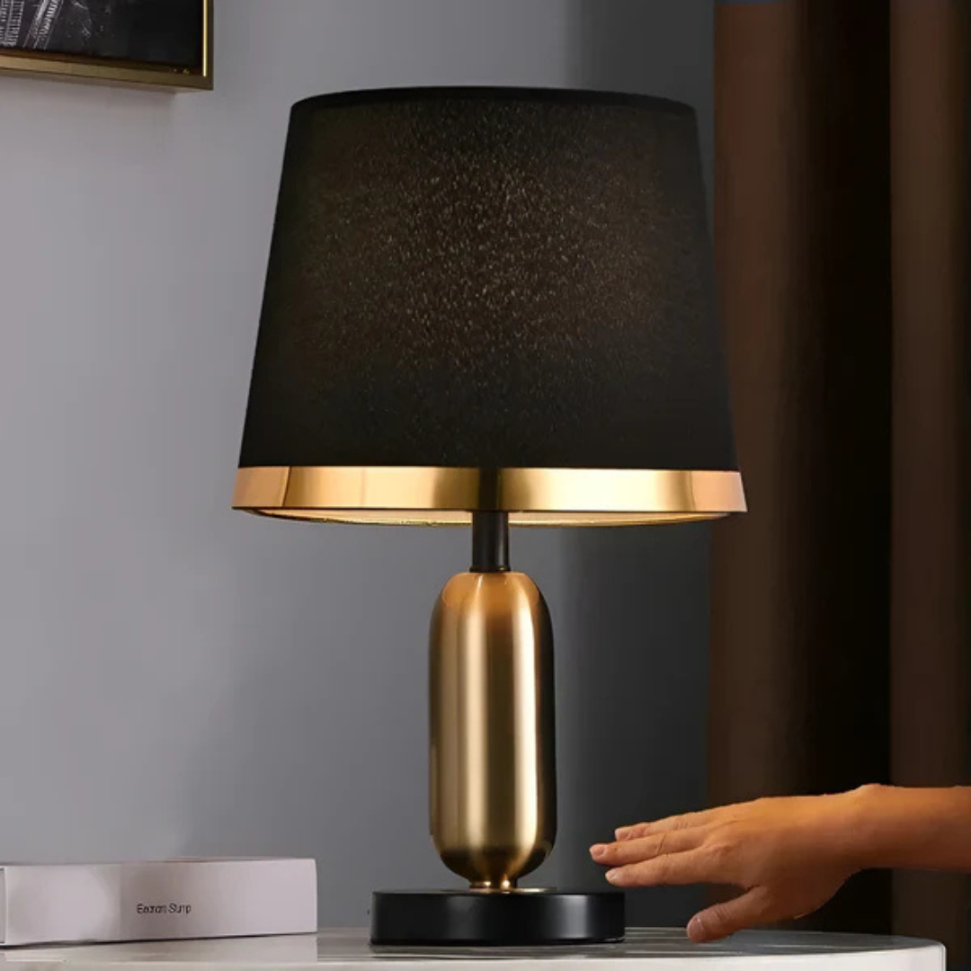 Lámpara de Mesa Vintage Negra y Dorada Retro Moderna