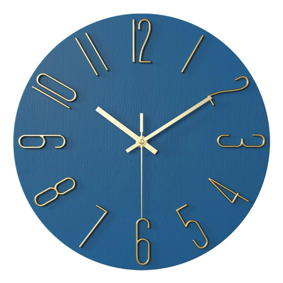 Reloj de Pared Noble Minimalista con Detalles Dorados