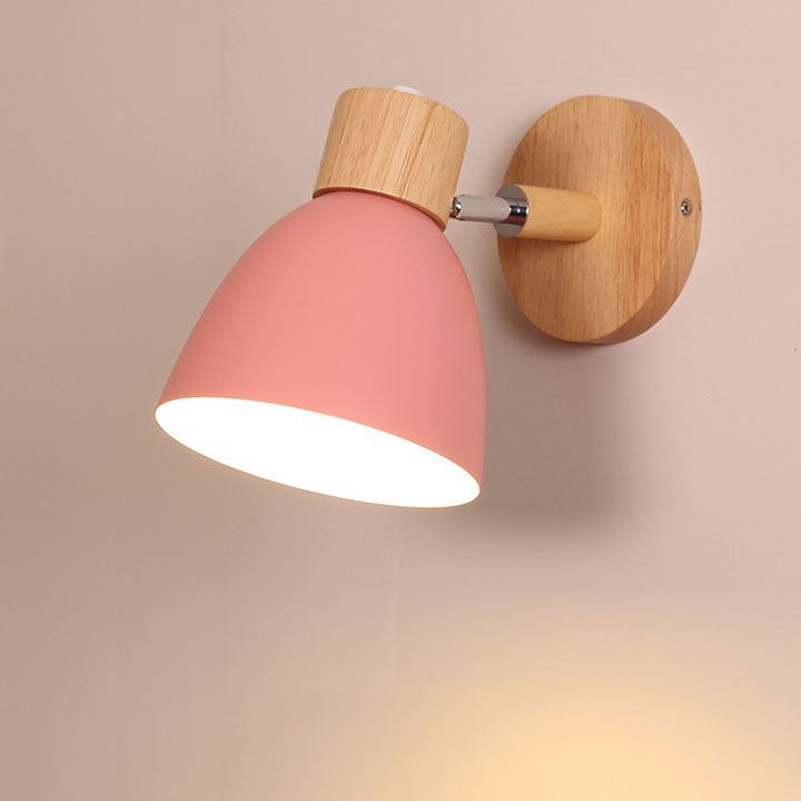 Aplique de Pared Macaron de Madera y Hierro con Cordón