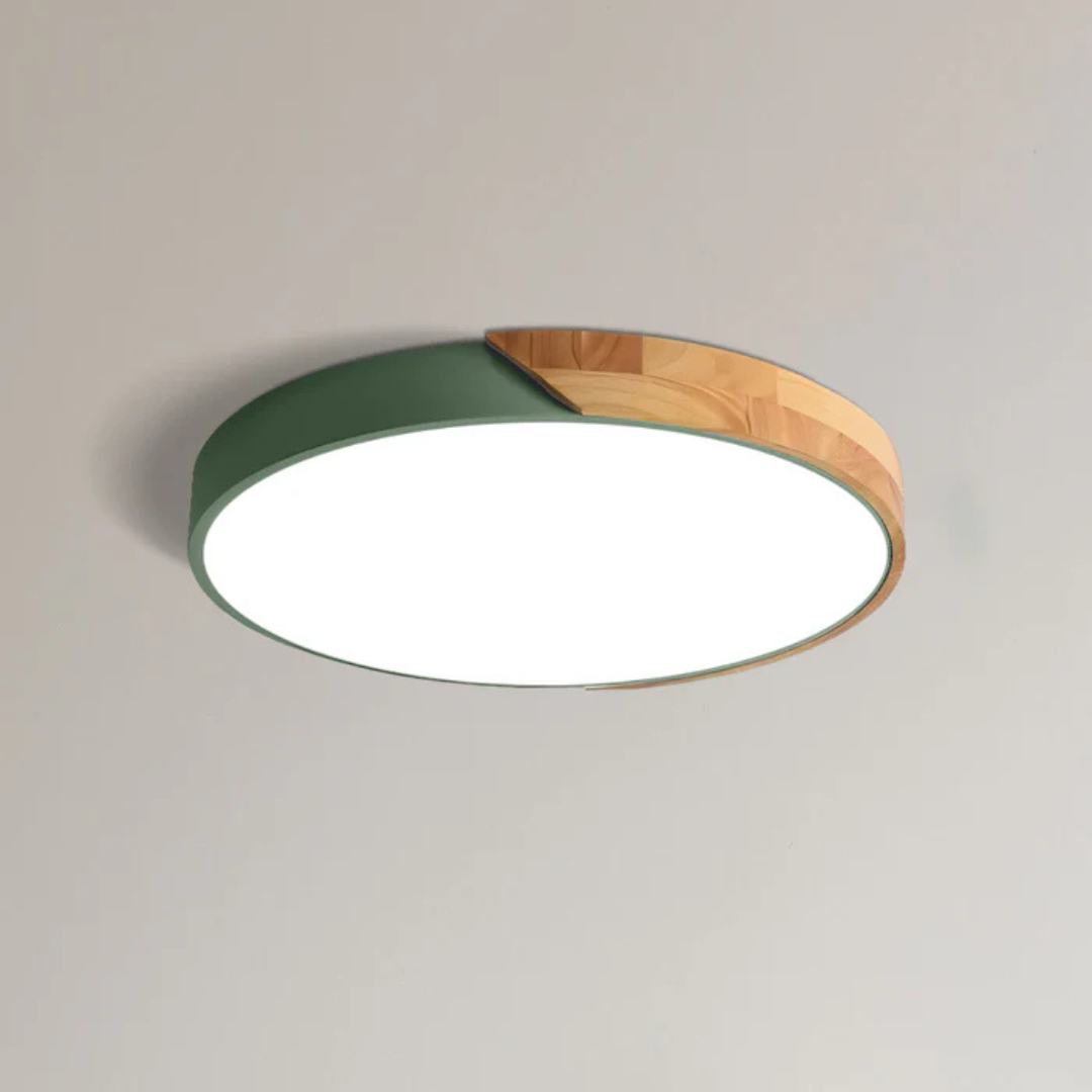 Plafón LED Nórdico de Madera, 6 Colores y 3 Tamaños Moderno
