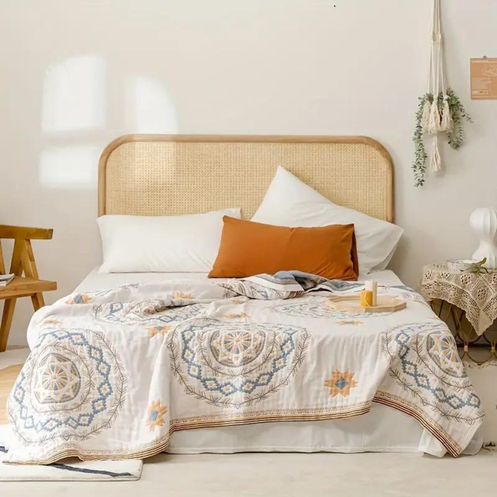 Manta Decorativa Bohemia con Mandala para Sofá y Cama