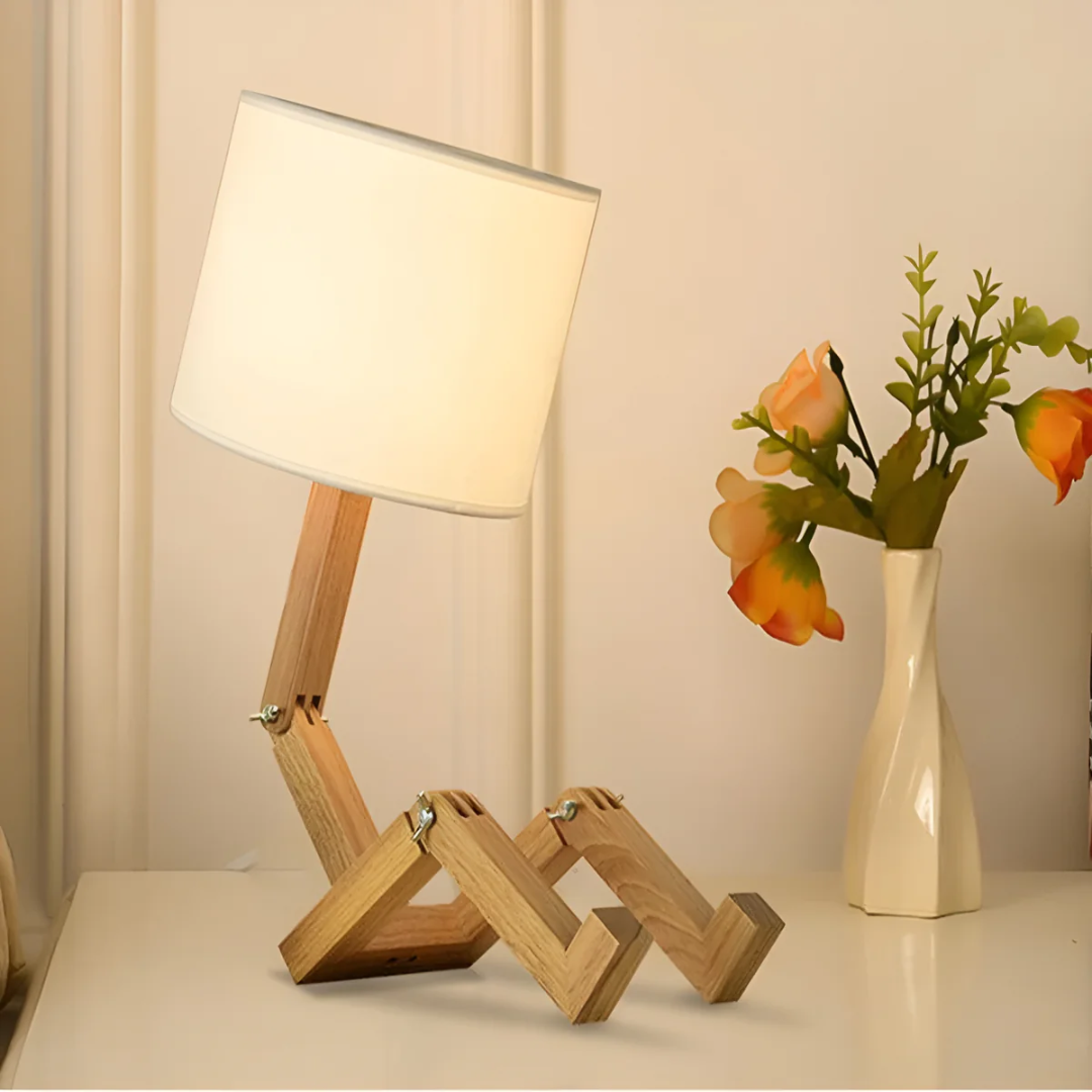 Lámpara de Mesa Rilna de Madera Maciza Flexible de Diseño
