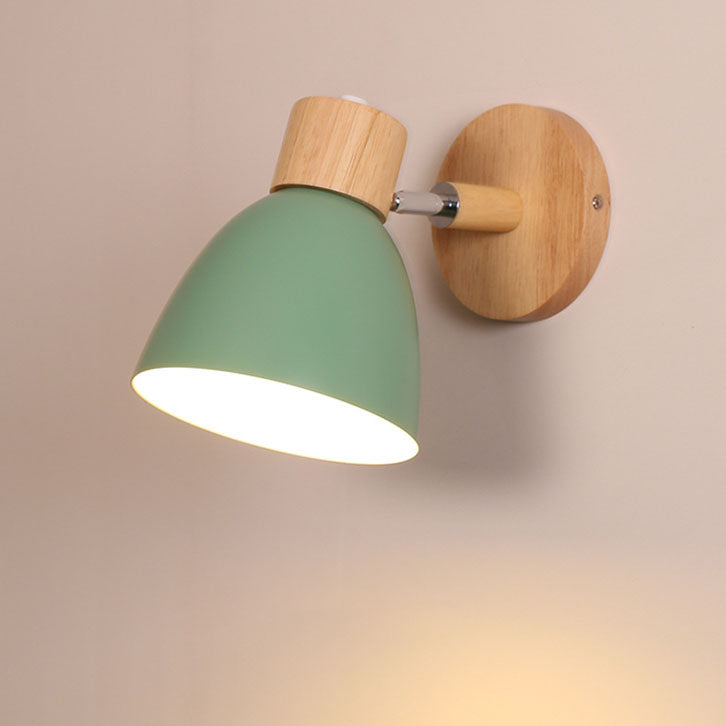 Aplique de Pared Macaron de Madera y Hierro con Cordón