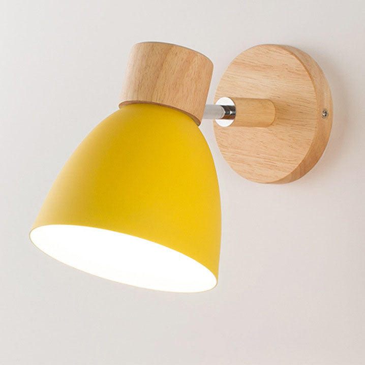 Aplique de Pared Macaron de Madera y Hierro con Cordón