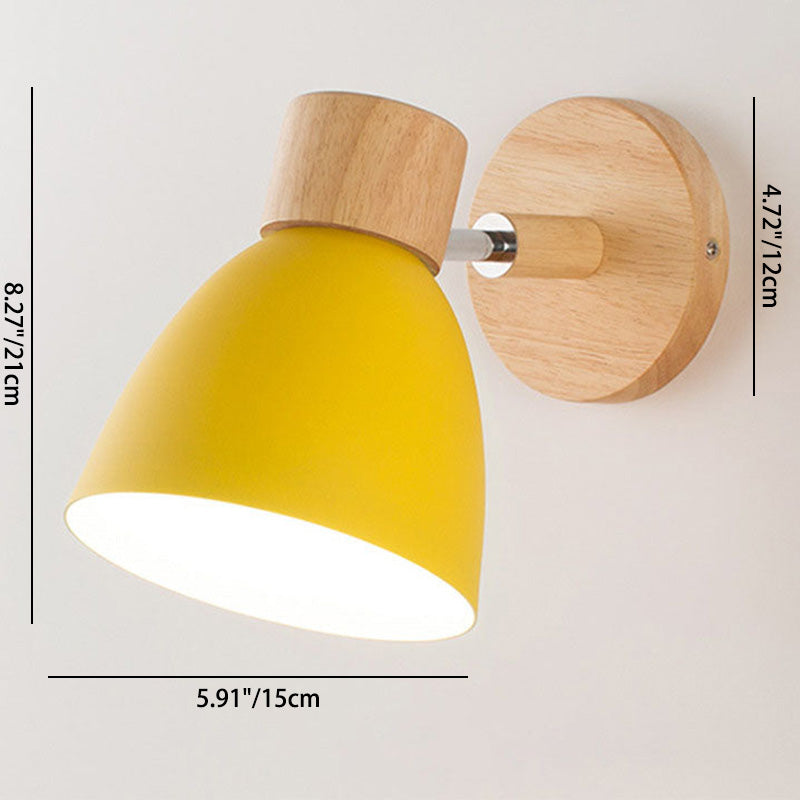 Aplique de Pared Macaron de Madera y Hierro con Cordón
