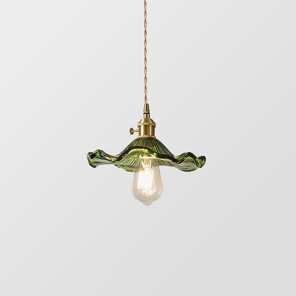 Lámpara Colgante LED de Vidrio con Forma de Flor y Latón