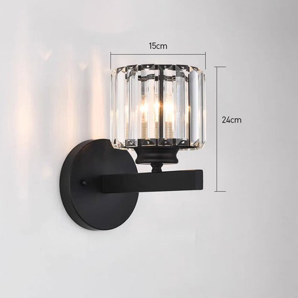 Aplique de Pared de Cristal y Hierro Moderno Negro u Oro