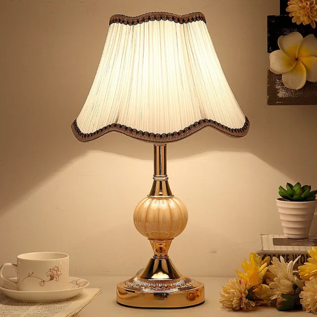 Lámpara de Mesa Quixy Escandinava Vintage Pantalla Floral