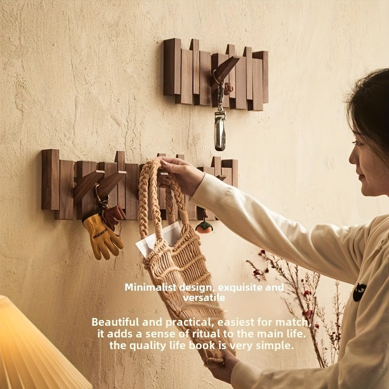 Perchero Plegable Teclas de Piano de Madera con 6 Ganchos