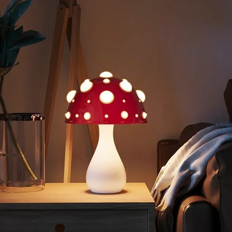Lámpara Seta Amanita LED de Mesa Moderna y Decorativa