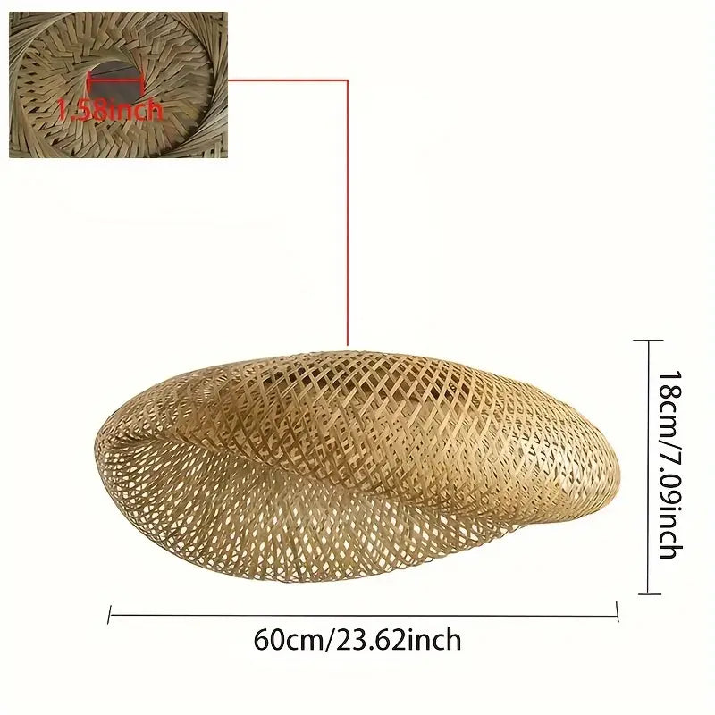 Pantalla Colgante BambooBoho de Ratán Tejida a Mano 60 cm