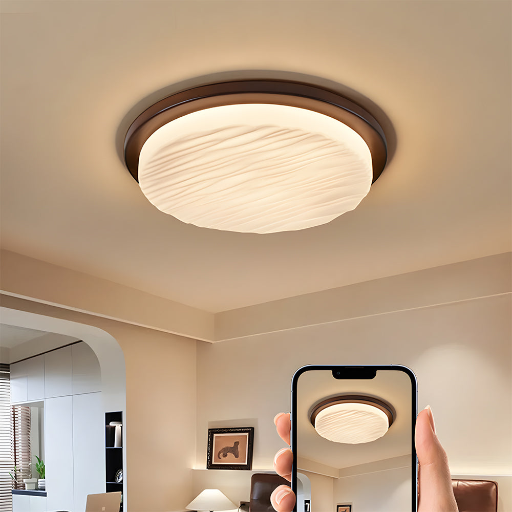 Plafón LED Art Decó de Vidrio Esculpido Vintage Moderno