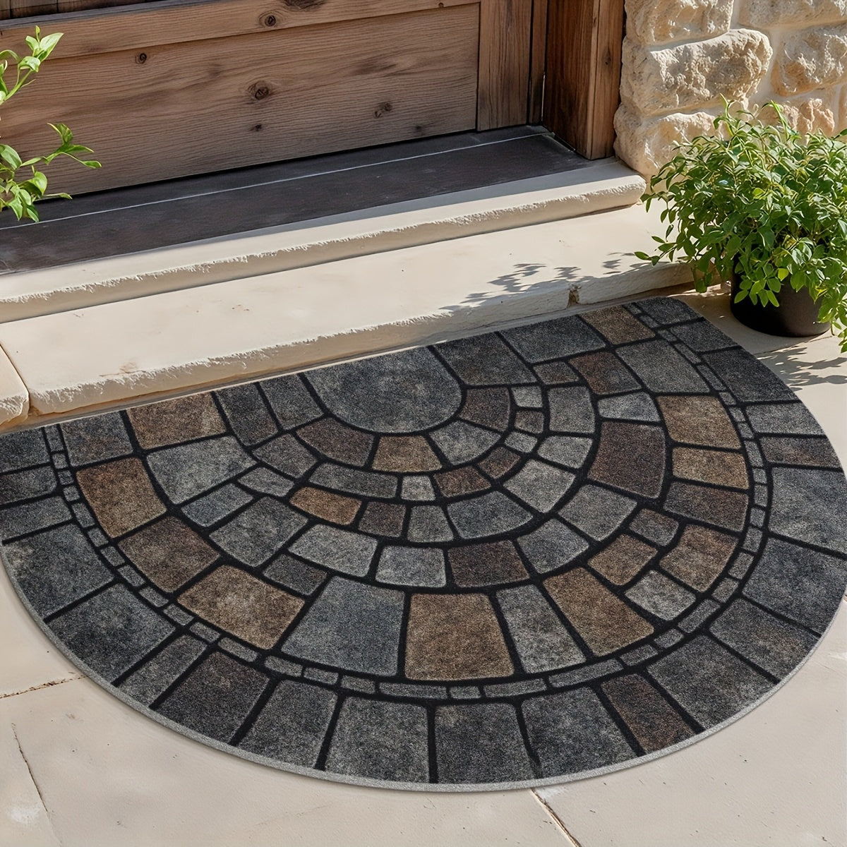 Felpudo de Media Luna con Mosaico para Interior y Exterior