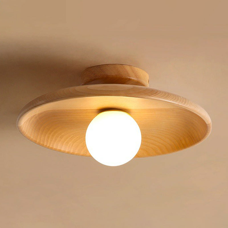 Plafón de Madera Minimalista con Forma de Cuenco Natural