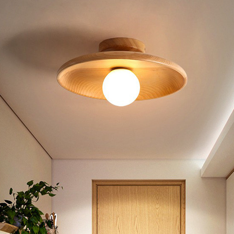 Plafón de Madera Minimalista con Forma de Cuenco Natural