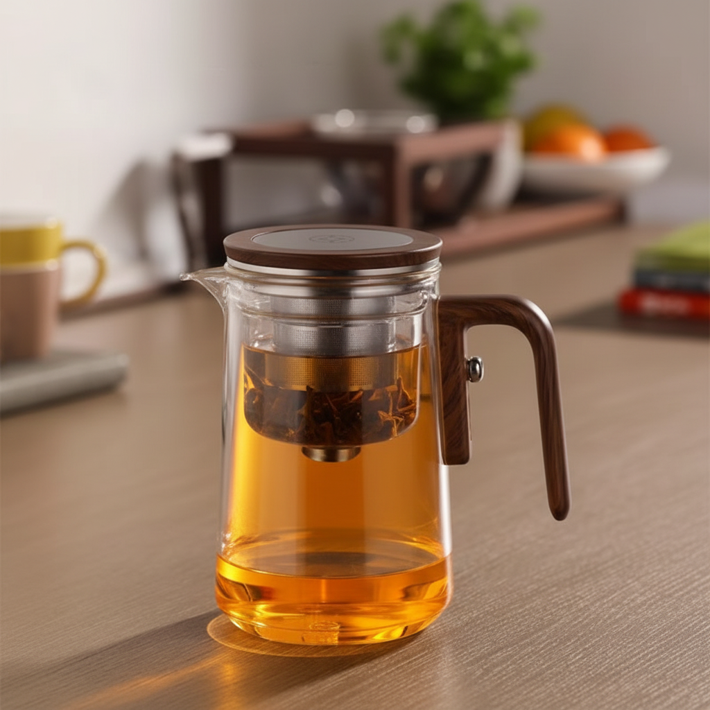 Tetera de Vidrio con Infusor de Acero para Té de Hoja Suelta